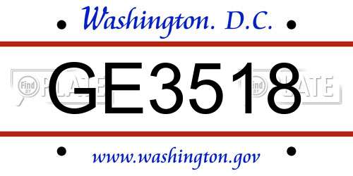 GE3518 District Of Columbia License Plate