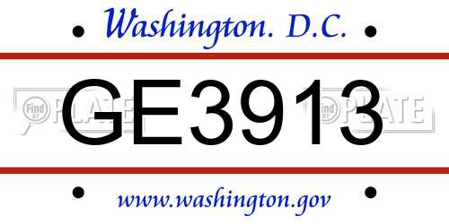GE3913 District Of Columbia License Plate
