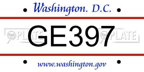 GE397 District Of Columbia License Plate