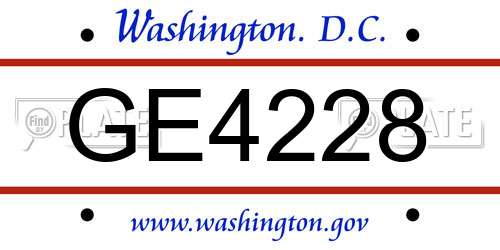 GE4228 District Of Columbia License Plate