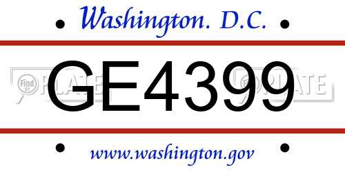 GE4399 District Of Columbia License Plate