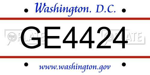 GE4424 District Of Columbia License Plate
