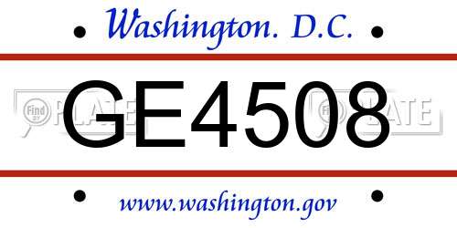 GE4508 District Of Columbia License Plate