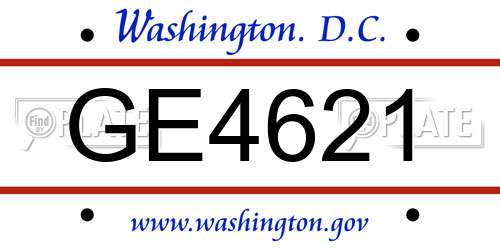 GE4621 District Of Columbia License Plate