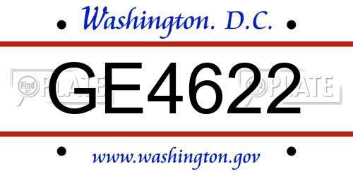 GE4622 District Of Columbia License Plate
