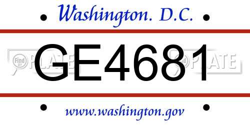 GE4681 District Of Columbia License Plate