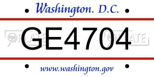 GE4704 District Of Columbia License Plate