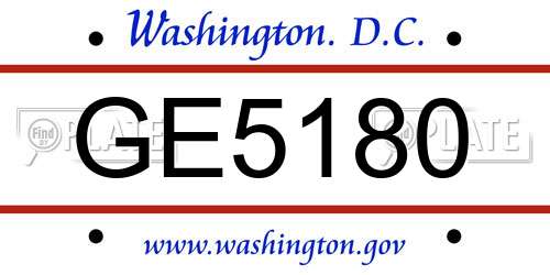 GE5180 District Of Columbia License Plate