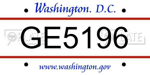 GE5196 District Of Columbia License Plate