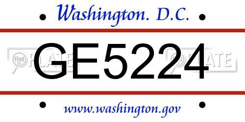 GE5224 District Of Columbia License Plate