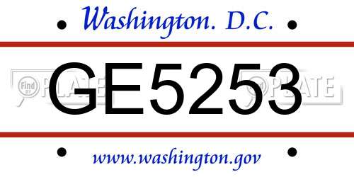 GE5253 District Of Columbia License Plate