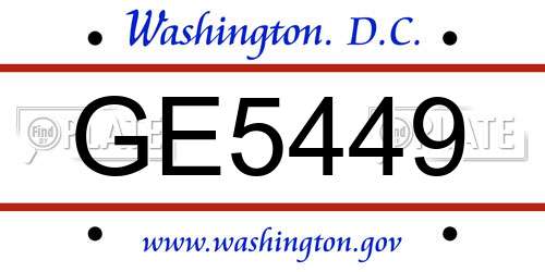 GE5449 District Of Columbia License Plate
