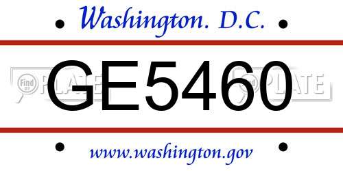 GE5460 District Of Columbia License Plate