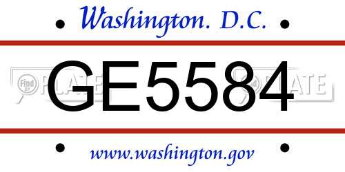 GE5584 District Of Columbia License Plate
