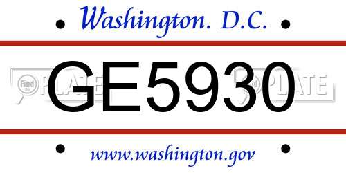 GE5930 District Of Columbia License Plate
