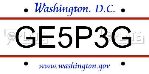 GE5P3G District Of Columbia License Plate