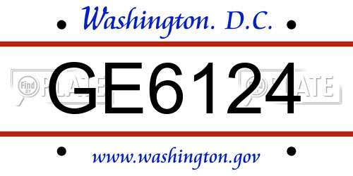 GE6124 District Of Columbia License Plate