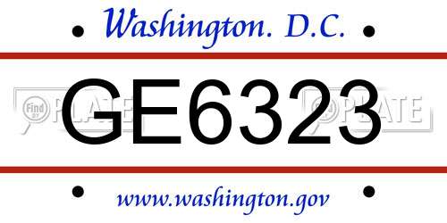 GE6323 District Of Columbia License Plate
