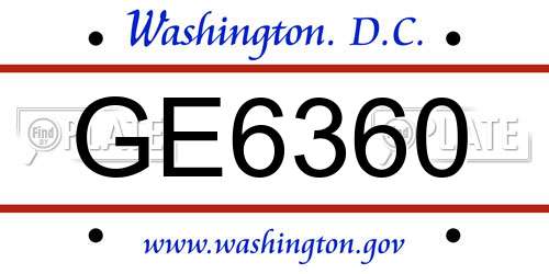 GE6360 District Of Columbia License Plate