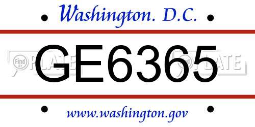 GE6365 District Of Columbia License Plate