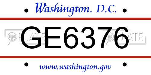 GE6376 District Of Columbia License Plate