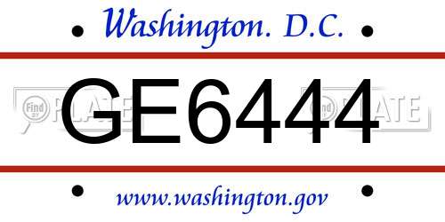 GE6444 District Of Columbia License Plate