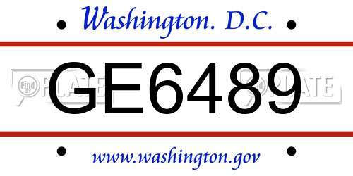 GE6489 District Of Columbia License Plate