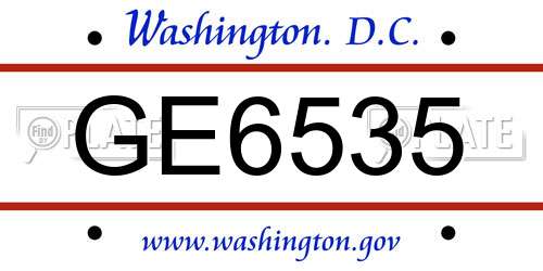 GE6535 District Of Columbia License Plate