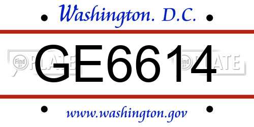 GE6614 District Of Columbia License Plate