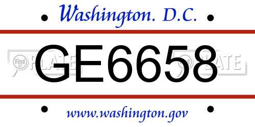GE6658 District Of Columbia License Plate
