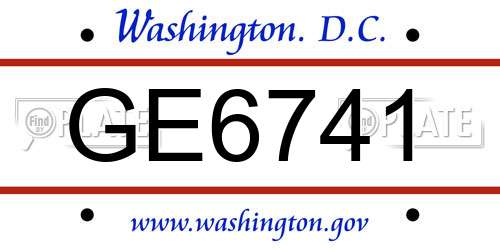 GE6741 District Of Columbia License Plate