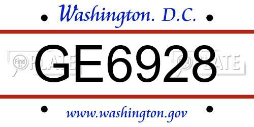 GE6928 District Of Columbia License Plate