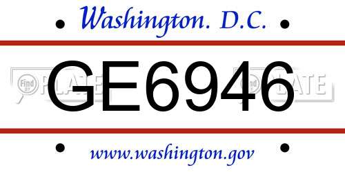 GE6946 District Of Columbia License Plate