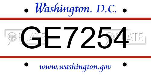 GE7254 District Of Columbia License Plate