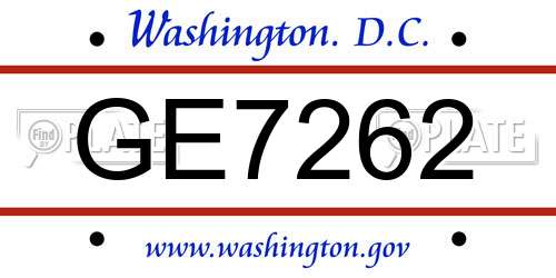 GE7262 District Of Columbia License Plate