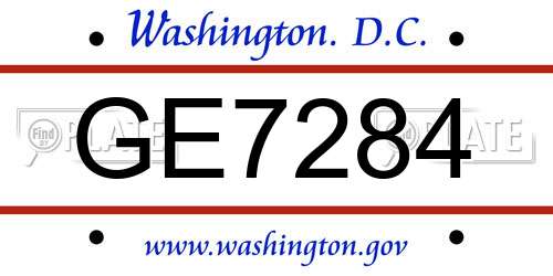GE7284 District Of Columbia License Plate
