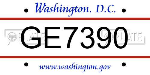 GE7390 District Of Columbia License Plate