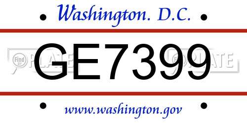 GE7399 District Of Columbia License Plate