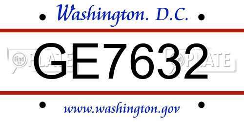 GE7632 District Of Columbia License Plate