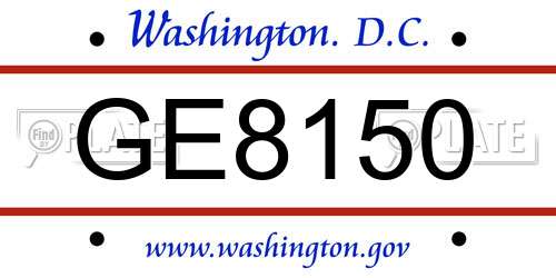 GE8150 District Of Columbia License Plate