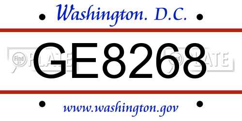 GE8268 District Of Columbia License Plate