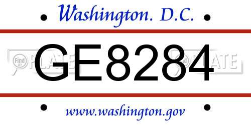 GE8284 District Of Columbia License Plate