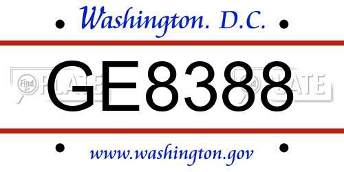 GE8388 District Of Columbia License Plate