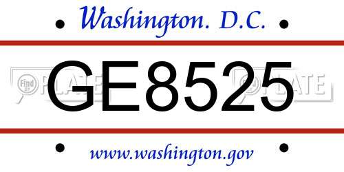 GE8525 District Of Columbia License Plate