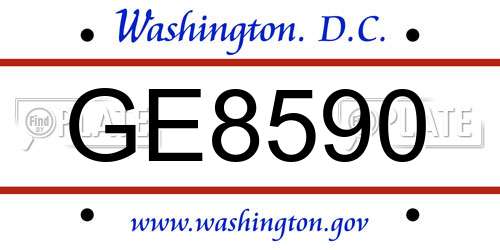 GE8590 District Of Columbia License Plate