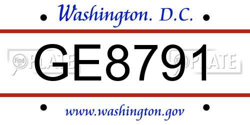 GE8791 District Of Columbia License Plate