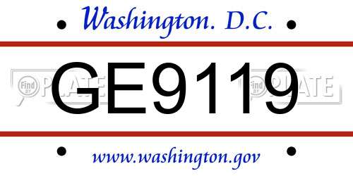 GE9119 District Of Columbia License Plate