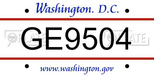 GE9504 District Of Columbia License Plate