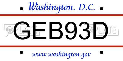 GEB93D District Of Columbia License Plate