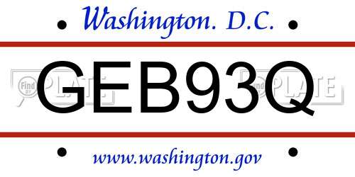 GEB93Q District Of Columbia License Plate